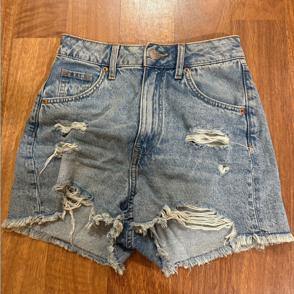 Divided Distressed Denim Jean Shorts Blue Classic